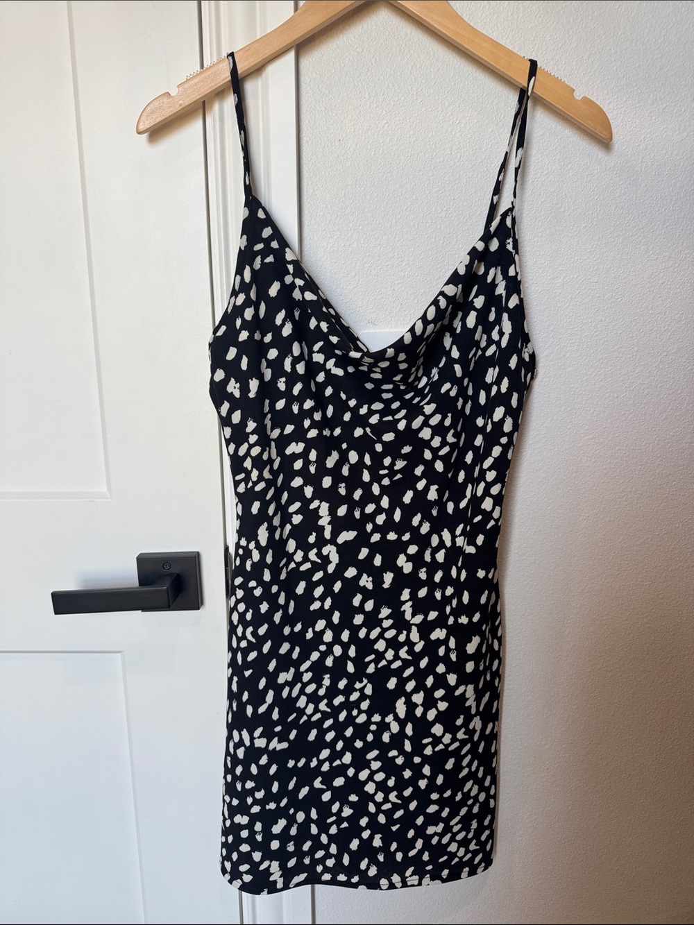 Black and White Spotted Slip Dress - Women